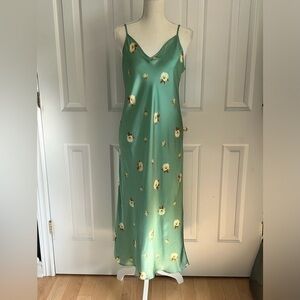🎊 Host Pick 🎊 NWOT ZARA Green Sleeveless Maxi Dress, Yellow Flowers, Size Med